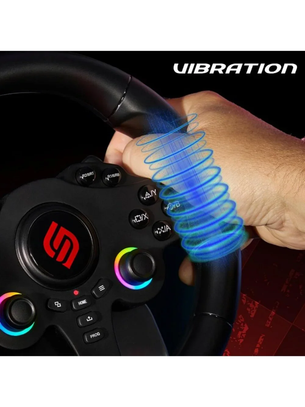 RGB Gaming Steering Wheel with Switch for PS4, Xbox & PC - Racing Accessory